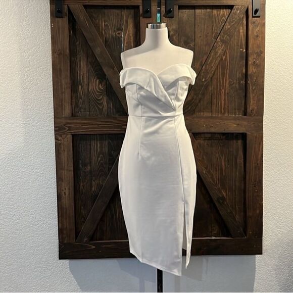 NWT Off The Shoulder Dresses Wedding Guest Cocktail Party Bodycon Split Dress - Picture 4 of 13
